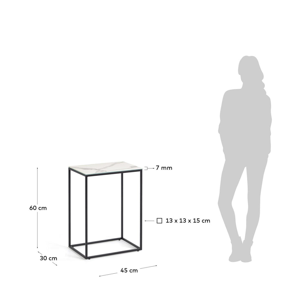 Taula auxiliar Rewena sobre porcelànic acabat Kalos Blanc 45 x 30 cm