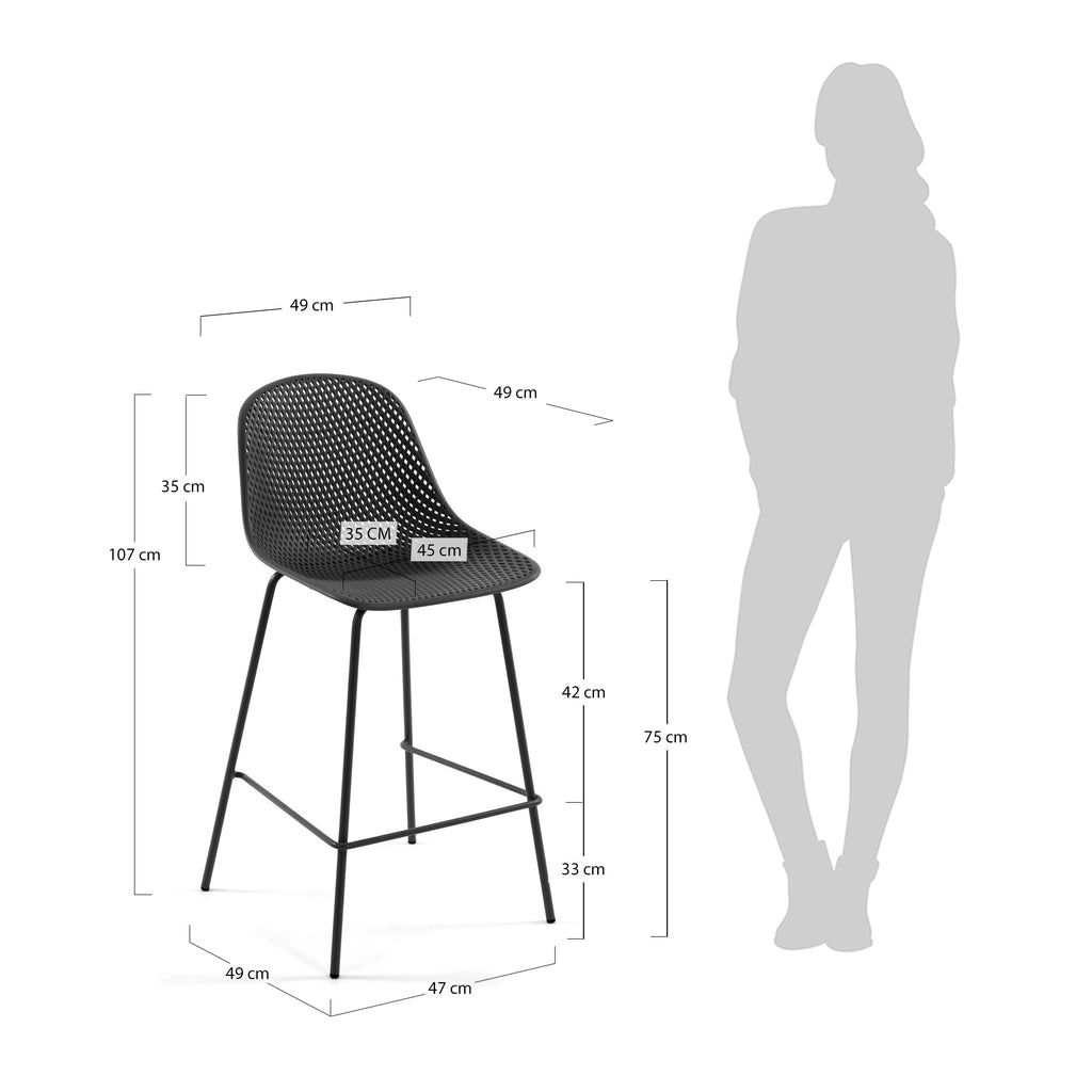 Tabouret extérieur Quinby gris hauteur 75 cm