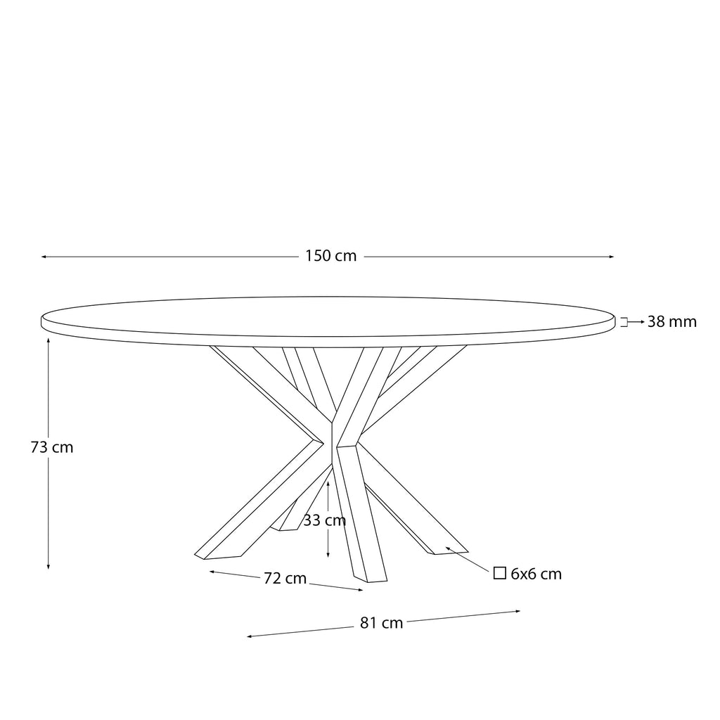 Table ronde Argo en bois d’acacia et pieds en acier finition noire Ø 150 cm