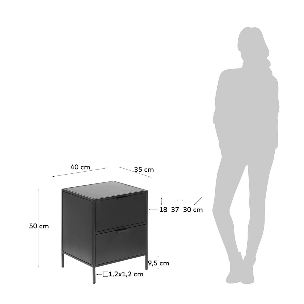 Tauleta de nit Shantay acer amb acabat negre 40 x 50 cm