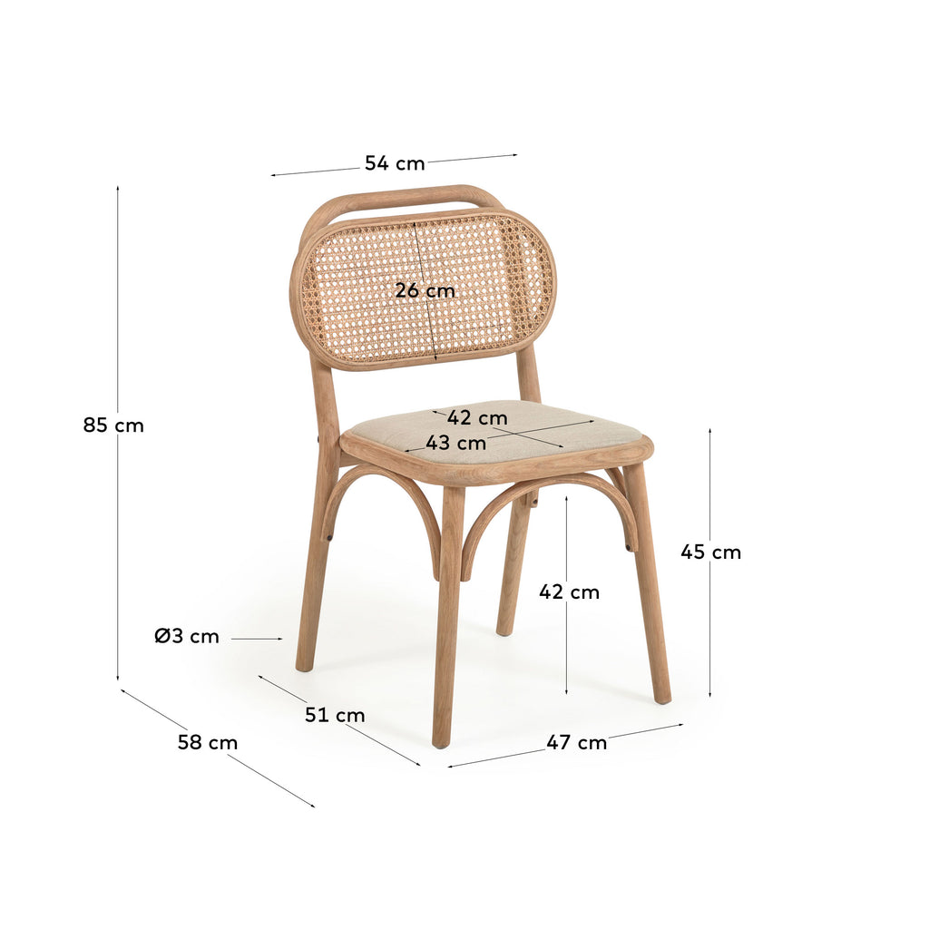 Chaise Doriane bois de chêne finition naturelle siège revêtement en tissu FSC Mix Credit