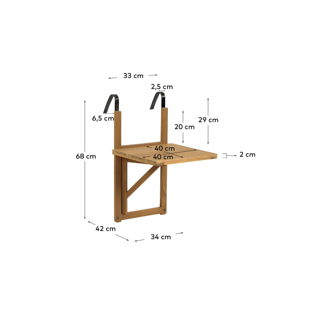 Taula plegable de balcó Amarilis fusta massissa acàcia 40 x 42 cm FSC 100%