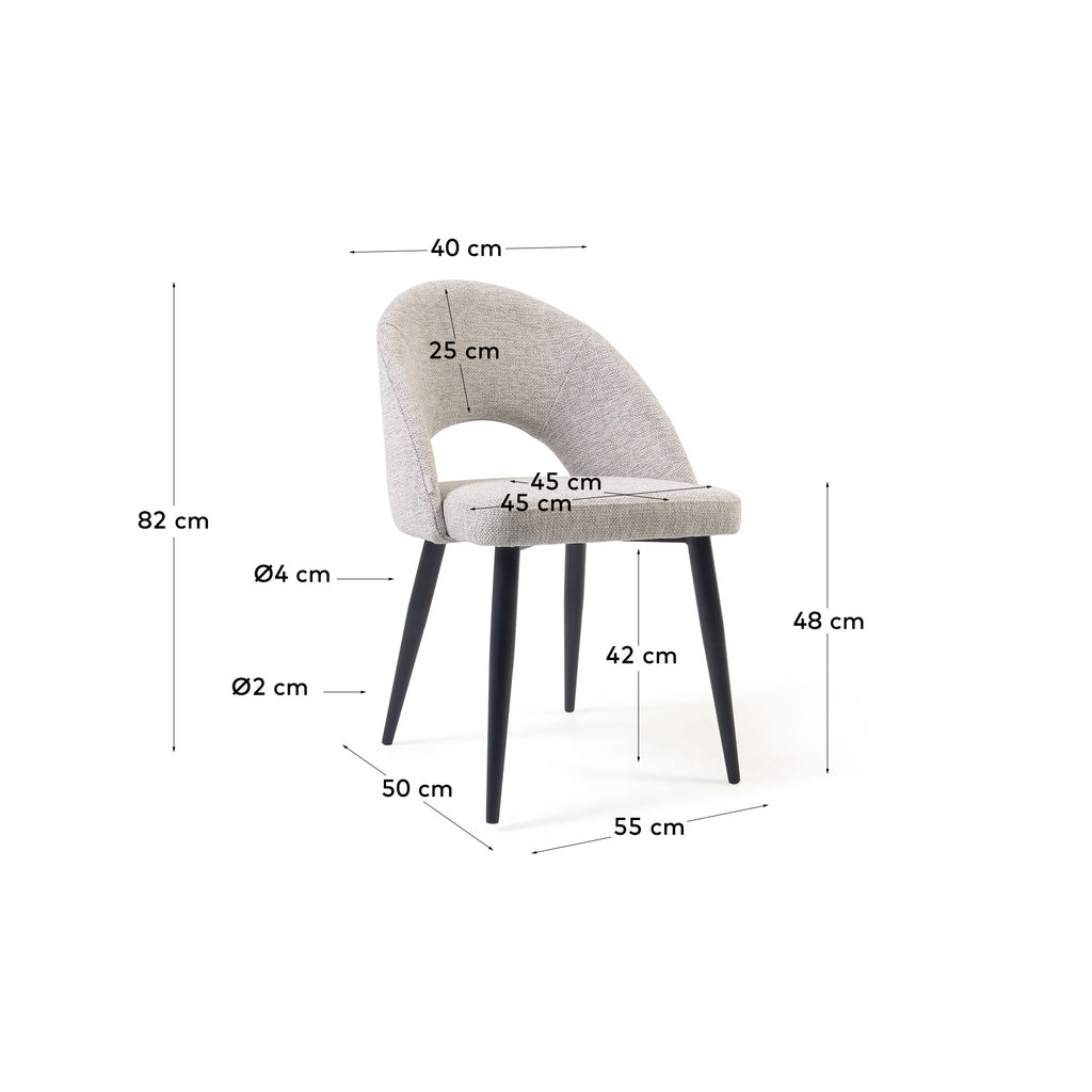 Cadira Mael beix i potes d'acer amb acabat negre FSC 100%