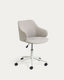 Silla de escritorio Einara gris claro y patas de acero blanco mate