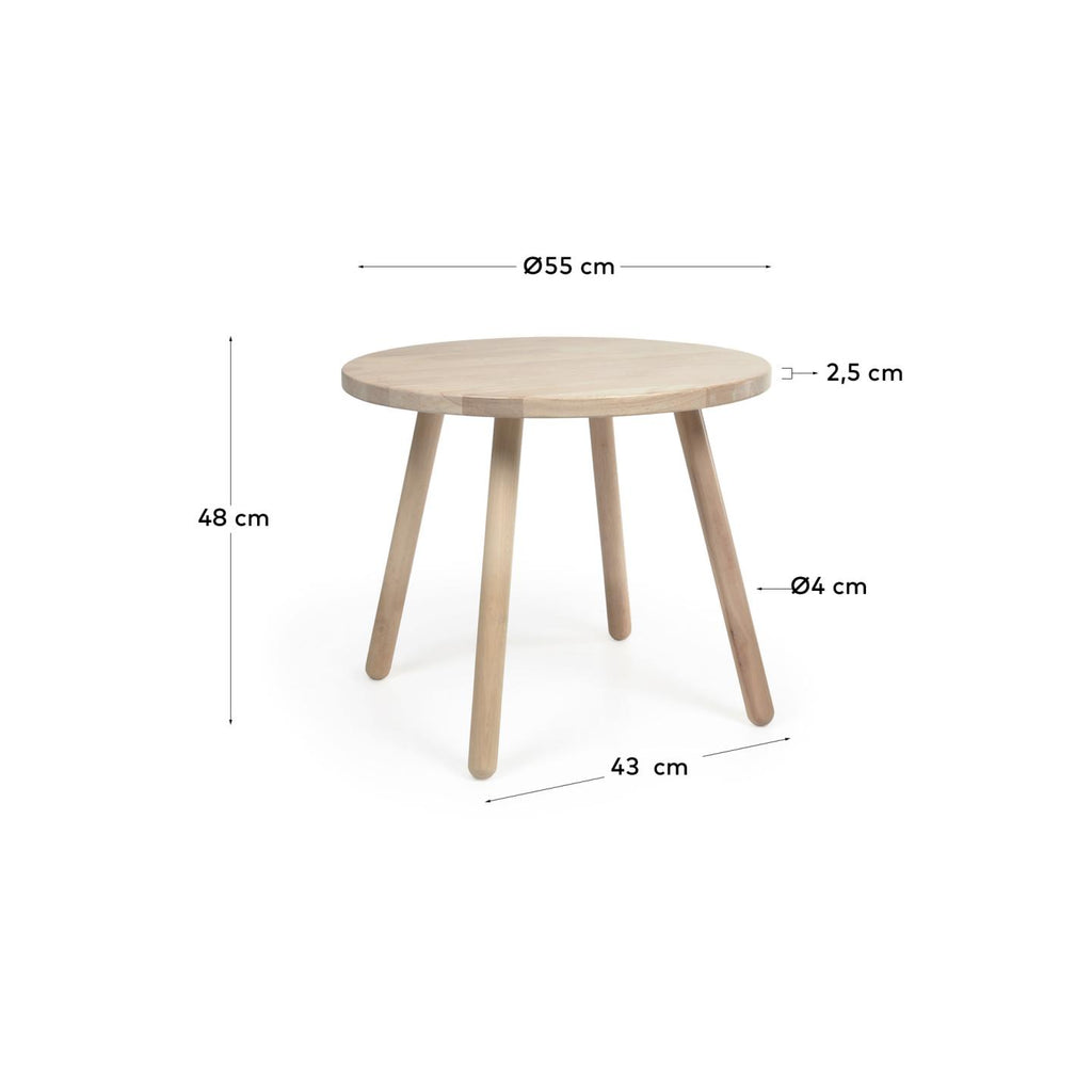 Mesa infantil redonda Dilcia de madera maciza de caucho Ø 55 cm