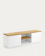 Mueble TV Abilen 1 puerta y 2 cajones de chapa roble y lacado blanco 150 x 44 cm FSC 100%
