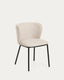 Silla Ciselia retardante de fuego chenilla beige y patas de acero con acabado negro FSC Mix Credit