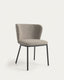 Silla Ciselia de borreguito gris claro y patas de acero con acabado negro FSC Mix Credit
