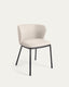 Chaise Ciselia en chenille beige et pieds en acier avec finition noire FSC Mix Credit