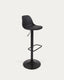 Tamboret Orlando - T de poliuretà negre i acer negre mat 60-82 cm