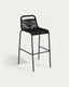 Tamboret Lambton de corda negre i acer amb acabat negre altura 74 cm