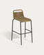 Tamboret Lambton de corda marró i acer amb acabat negre altura 74 cm