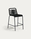 Tamboret Lambton de corda negre i acer amb acabat negre altura 62 cm