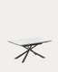 Taula extensible Theone porcelànic blanc i potes d'acer acabat negre 160 (210) x 90 cm