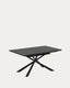 Taula extensible Theone de cristall i potes d'acer acabat negre 160 (210) x 90 cm