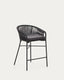 Tamboret Yanet de corda negre i acer galvanitzat alçada 65 cm