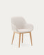 Silla Konna beige y patas de madera maciza de fresno acabado natural