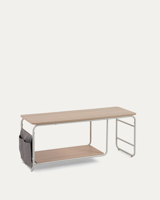 Mueble TV Yamina de melamina y acero con acabado pintado blanco 110 x 46 cm