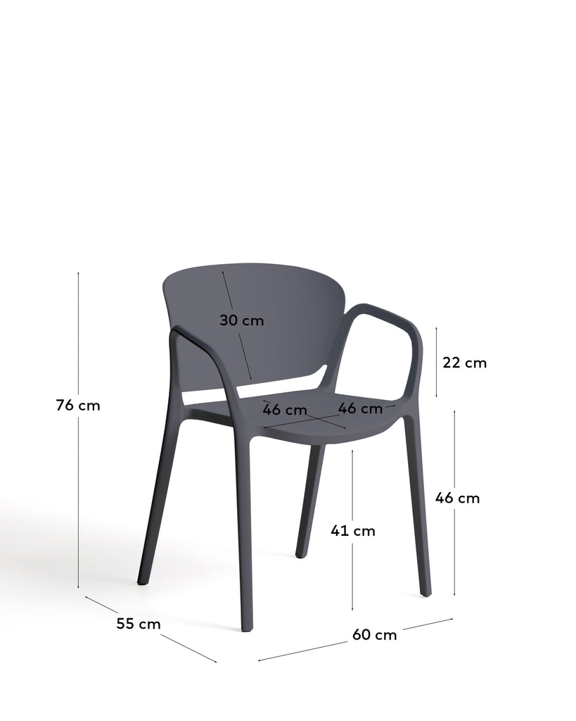 Cadira apilable d’exterior Ania gris fosc