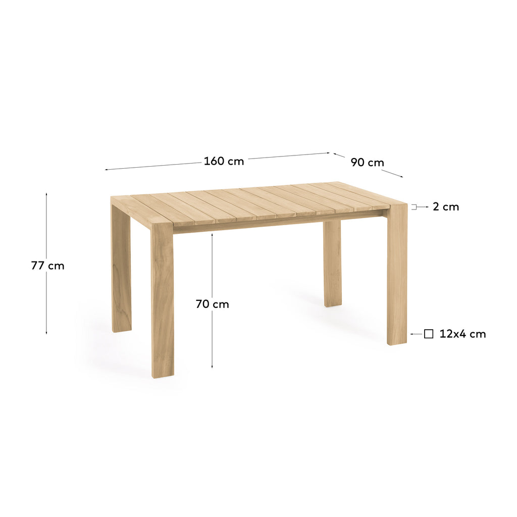 Table de jardin Victoire en bois de teck 160 x 90 cm