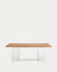 Mesa Lotty de chapa de roble con acabado natural y patas de cristal 180 x 100 cm
