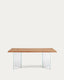Mesa Lotty de chapa de roble con acabado natural y patas de cristal 160 x 90 cm