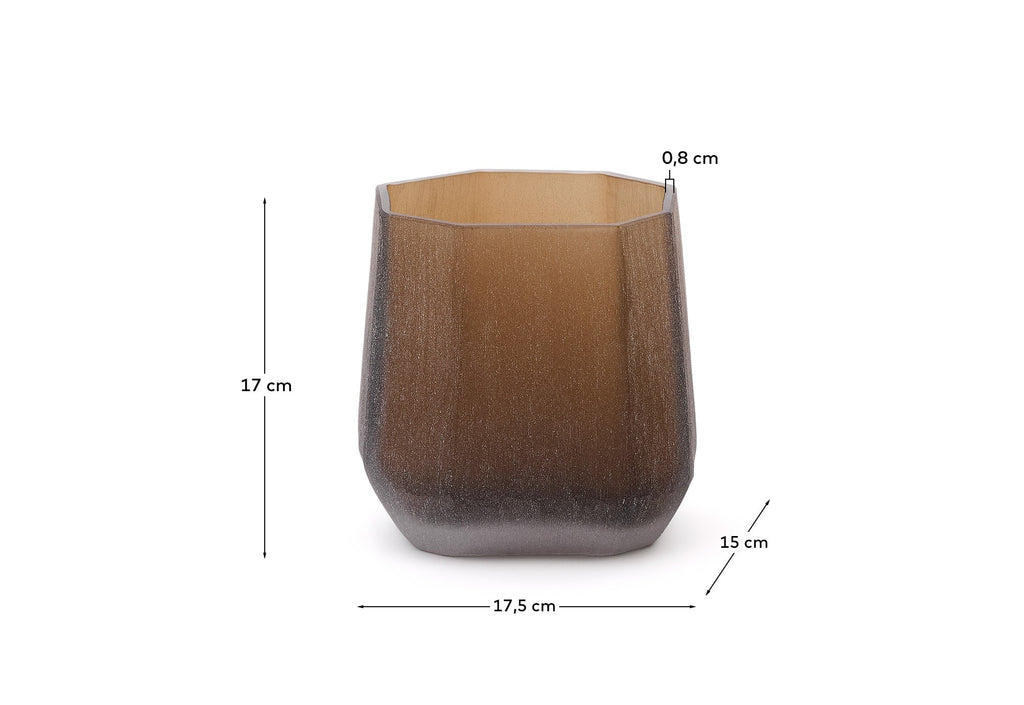Jarrón Terrava de vidrio marrón 17 cm