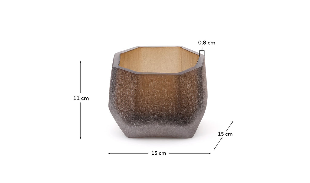 Jarrón Terrava de vidrio marrón 11 cm