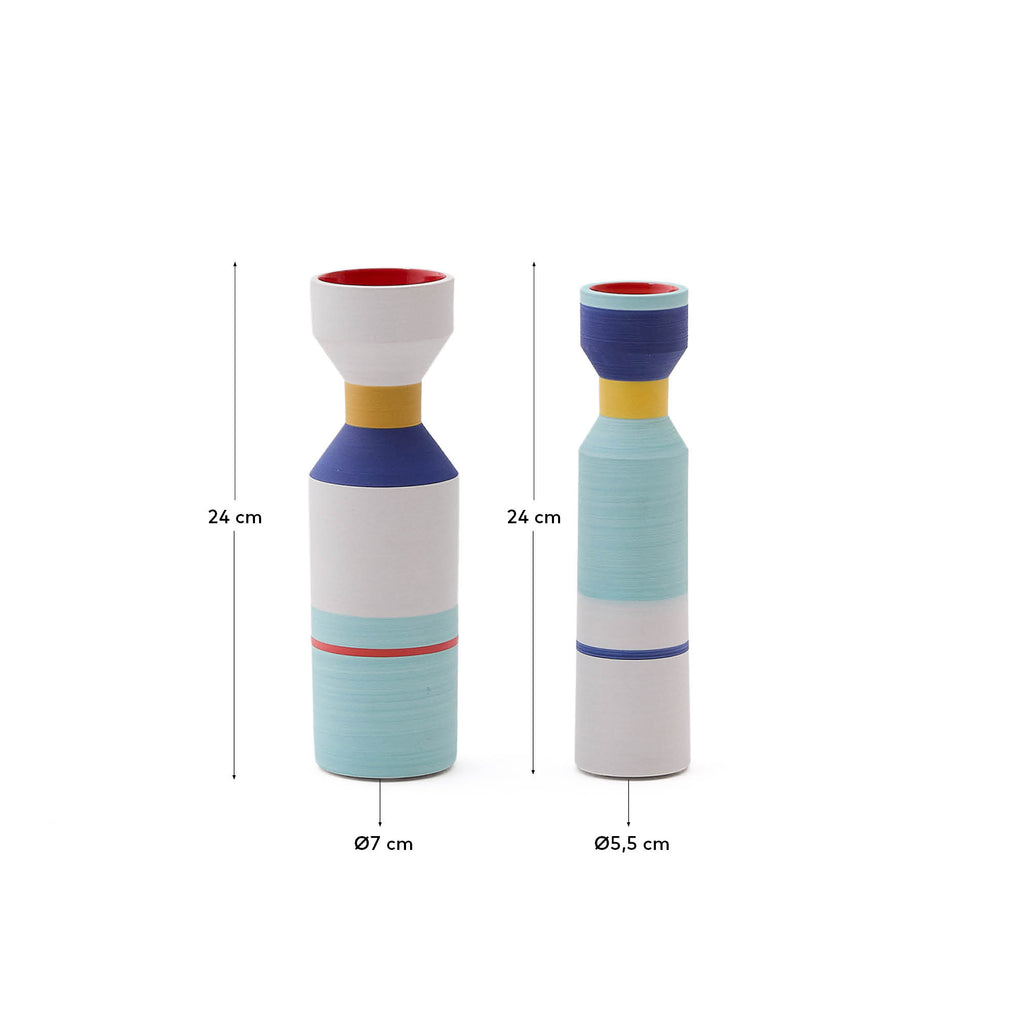 Set Elumi de 2 jarrones de cerámica multicolor 24 cm