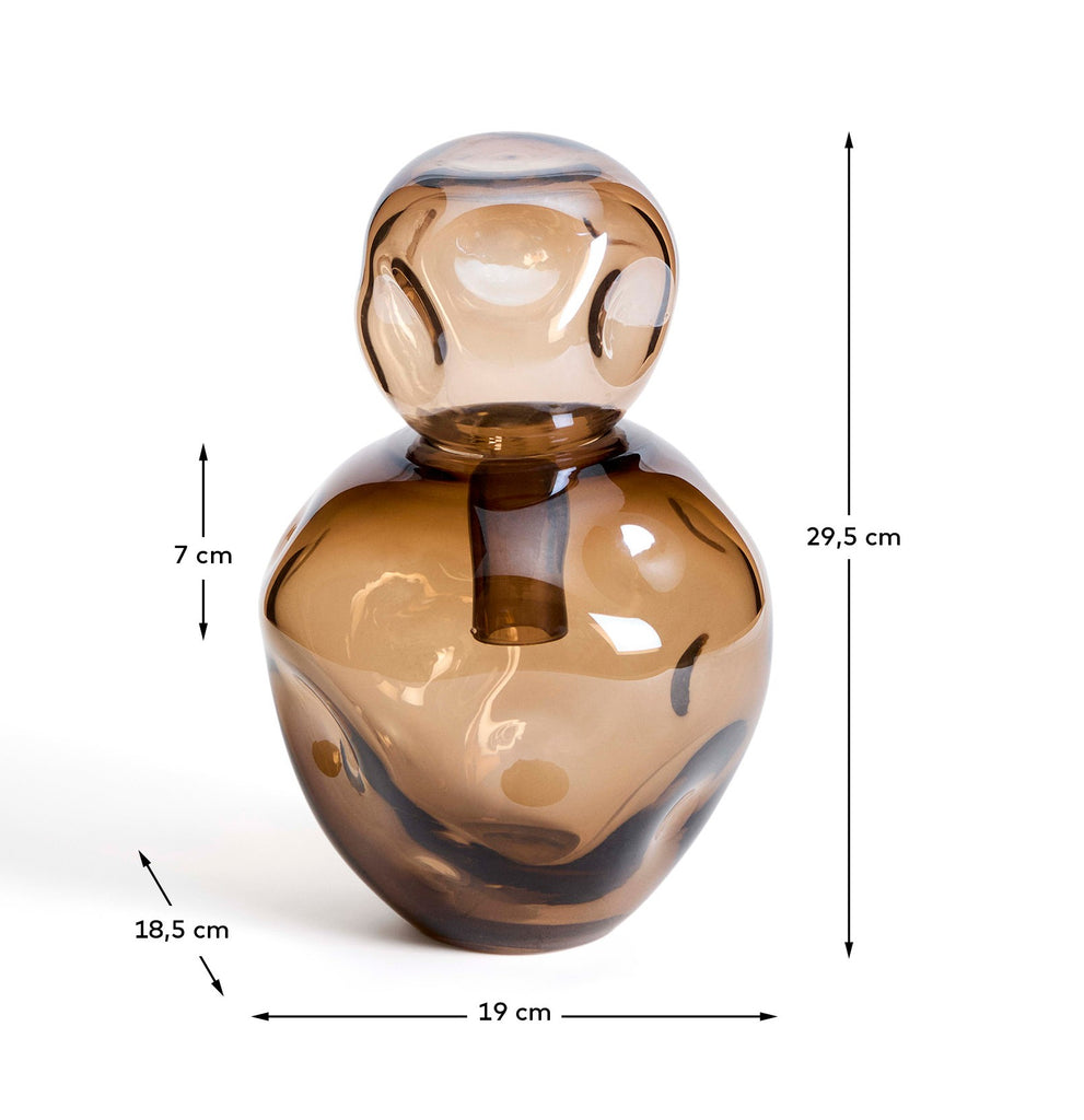Jarrón Olivet de vidrio marrón 30 cm