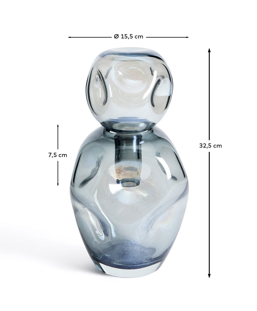 Jarrón Olivet de vidrio azul 32,5 cm