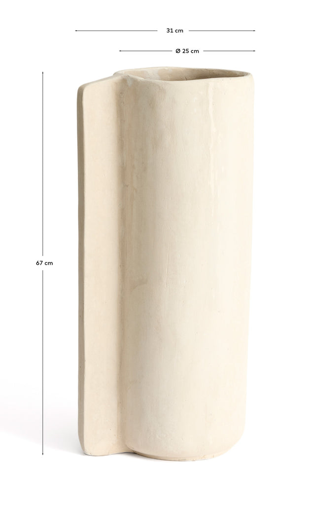 Vase Mireni en papier mâché beige 67 cm