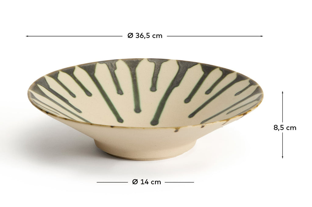 Centro de mesa Olmera de cerámica beige y verde Ø 36,5 cm