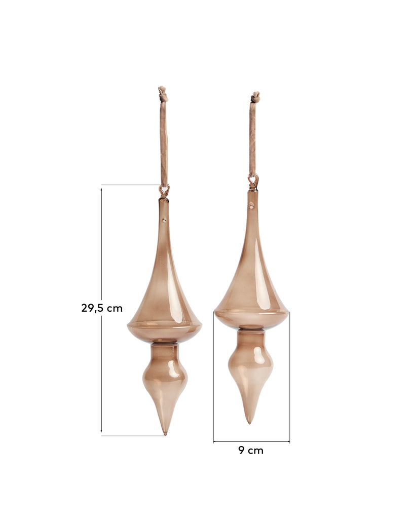 Ensemble Talnea de 2 décorations suspendues en verre recyclé marron 29,5 cm
