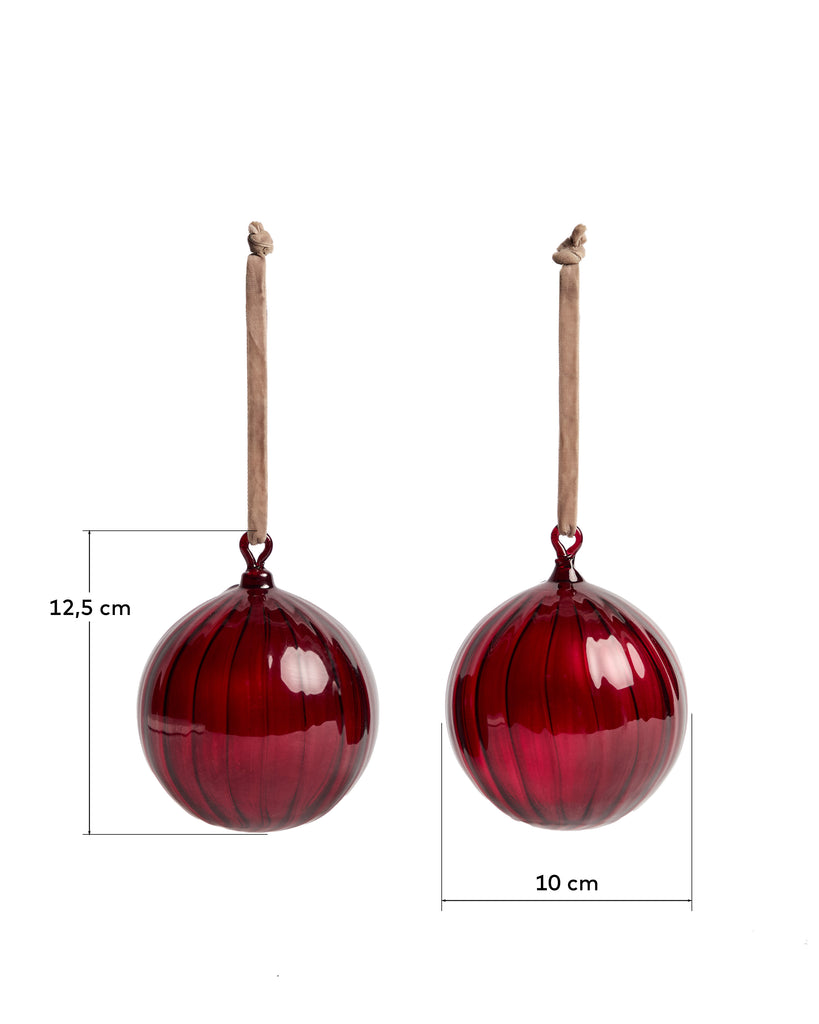Ensemble Oranel de 2 décorations suspendues en verre recyclé rouge Ø 10 cm