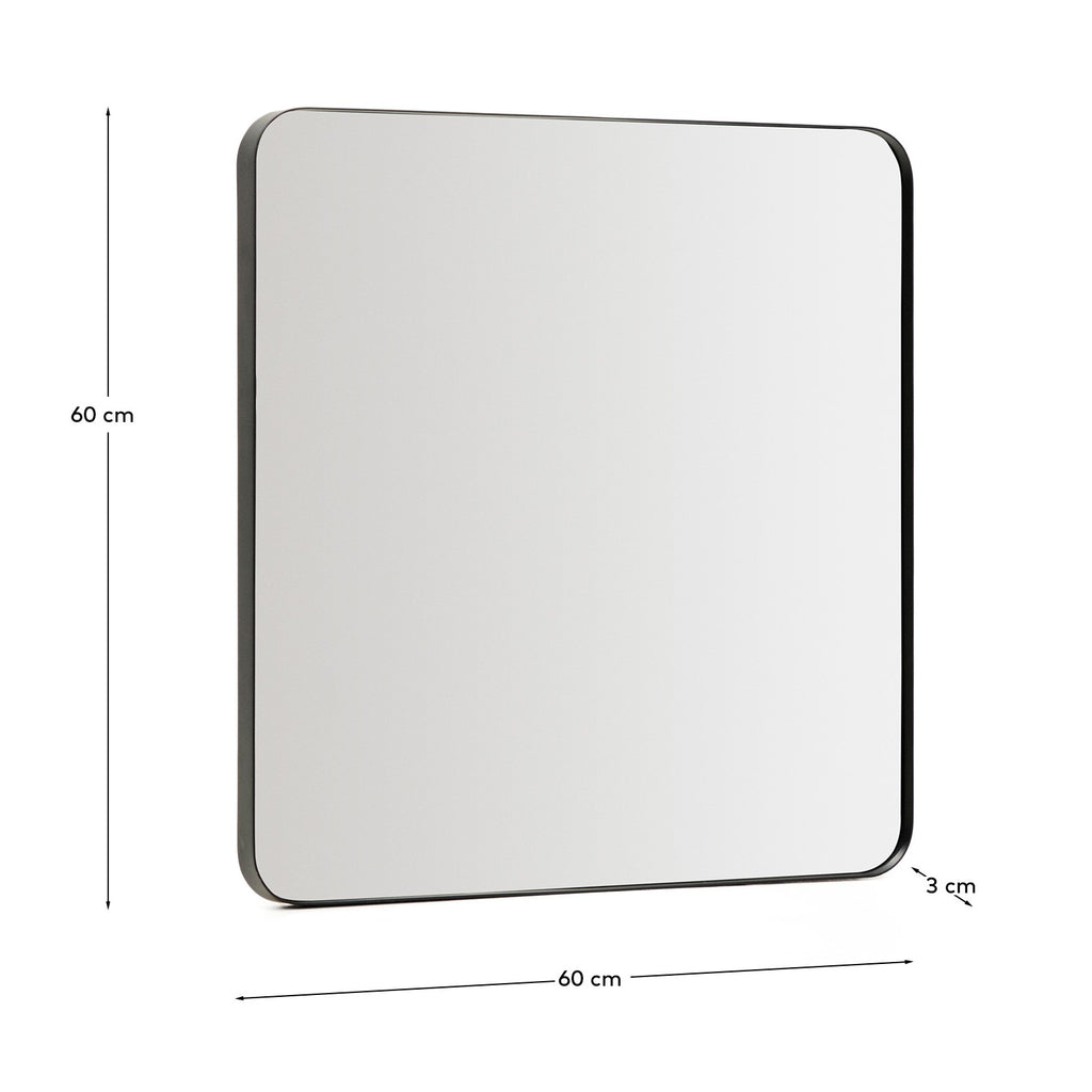 Espejo Marco de metal negro 60 x 60 cm