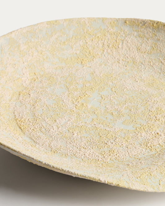 Centre de taula Medira de ceràmica cru i groc Ø50,5 cm