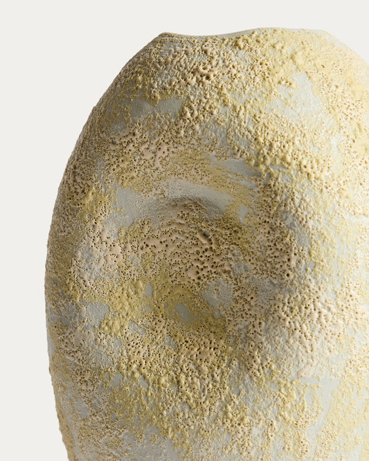 Vase Medira en céramique écru et jaune 32,5 cm