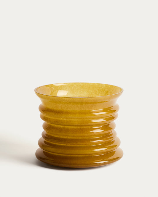 Vase Ambere en verre jaune 20 cm