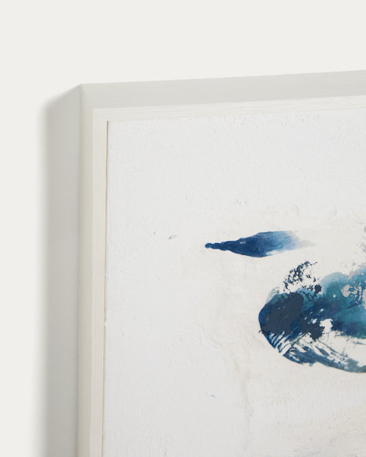 Cuadro abstracto Erale gris y azul pintado a mano 80 x 100 cm