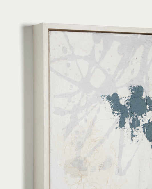 Cuadro abstracto Erale gris y azul pintado a mano 47 x 182 cm