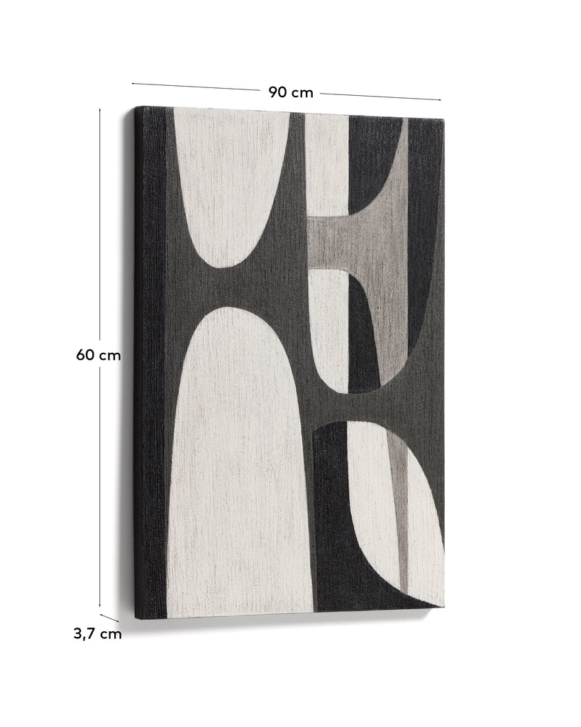 Quadre abstracte Onure blanc i negre 60 x 90 cm