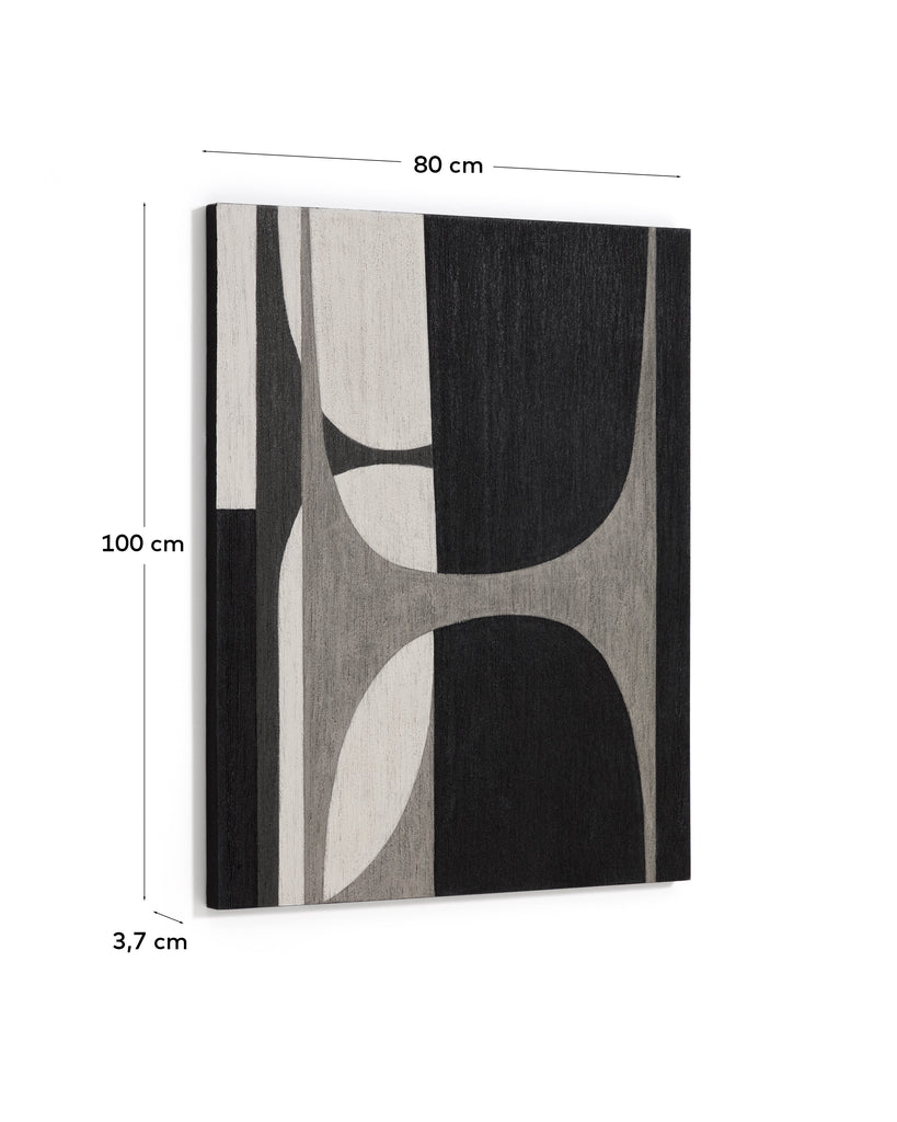 Quadre abstracte Onure blanc i negre 80 x 100 cm