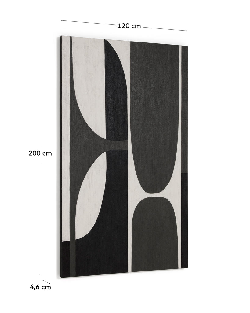 Cuadro abstracto Onure blanco y negro 120 x 200 cm