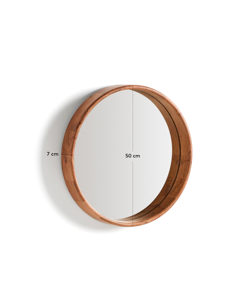 Mirall Berale de fusta d’acàcia Ø49,5 cm