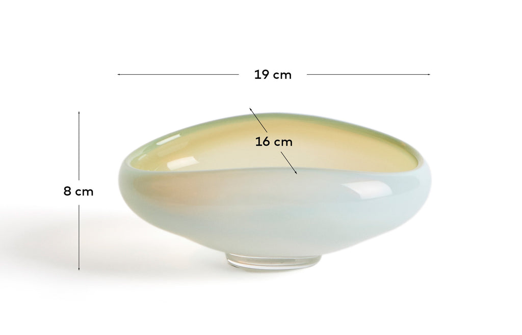 Centre de taula Nodila de vidre blanc 19 x 14 cm