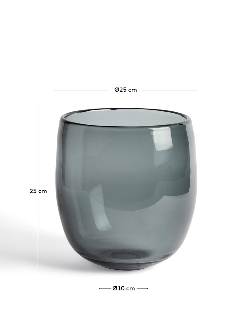 Centre de taula Sirau de vidre gris Ø24 cm