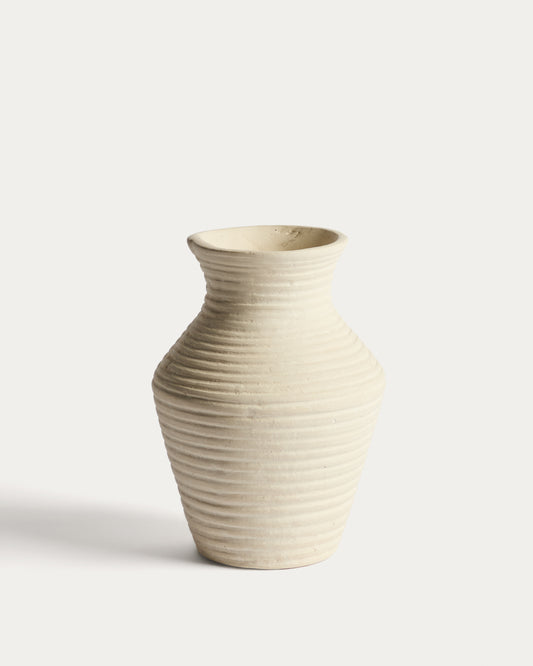 Vase Pria en papier mâché beige 25 cm