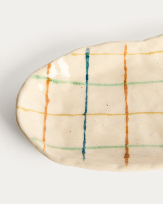 Safata Belor de ceràmica amb ratlles multicolor 31,8 x 13 cm