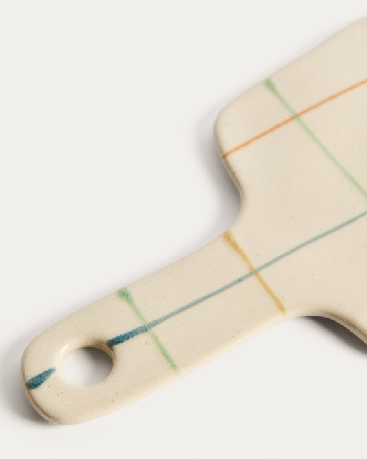 Taula de servir Belor de ceràmica amb ratlles multicolor 36 x 13,8 cm